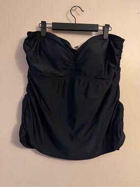 torrid Black Strapless Ruched Swim Tankini Top